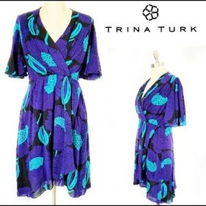 EUC Silk Faux Wrap Dress (Trina Turk)